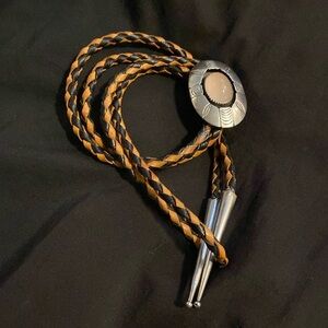 Beautiful Sterling Silver Bolo Tie! Gorgeous!signed by C Rose Quartz